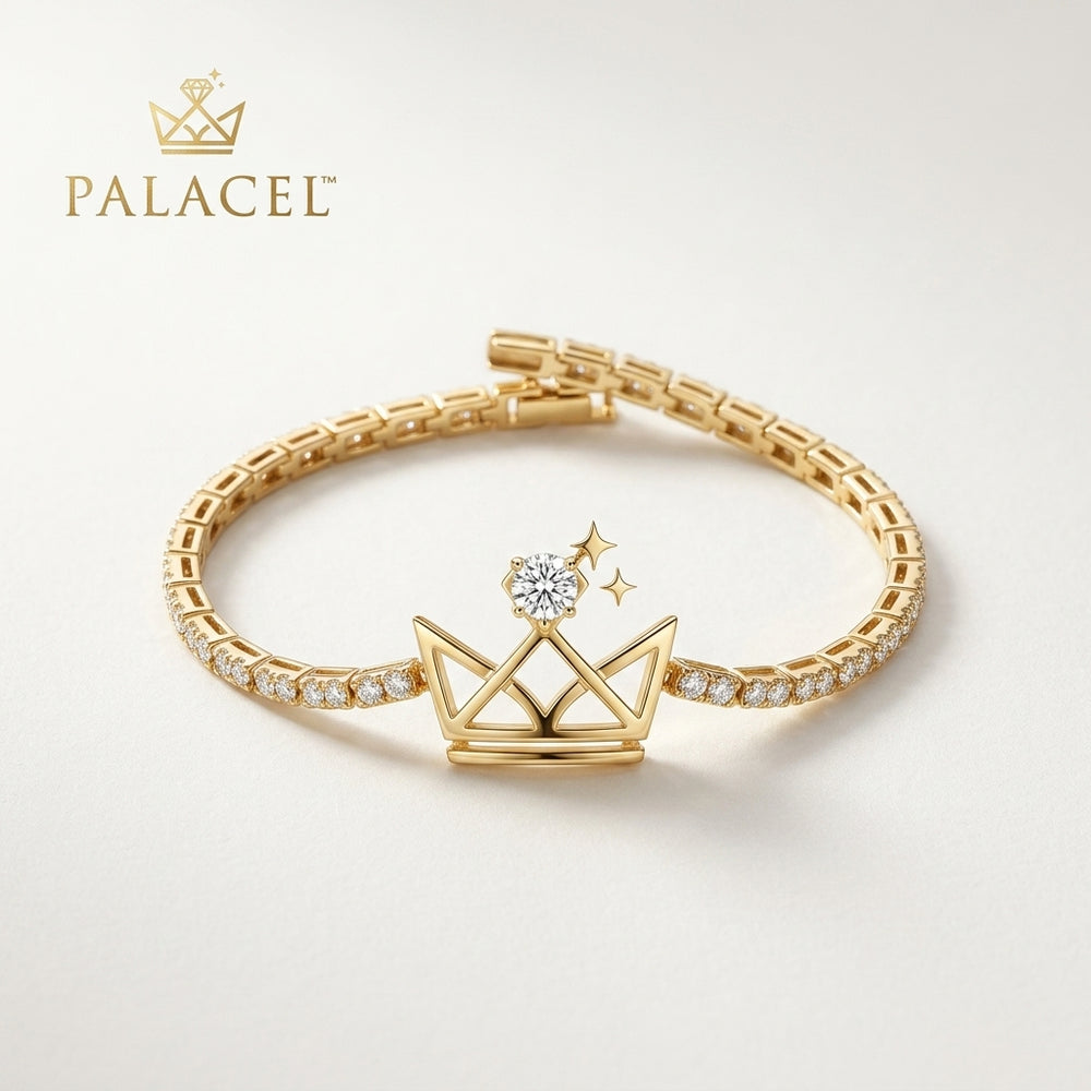 Palacel™ Crown Radiance Tennis Bracelet with Celestial Emblem