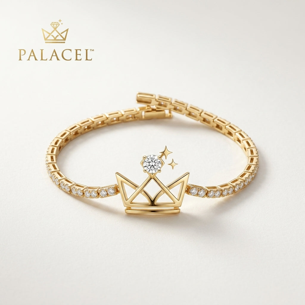 Palacel™ Crown Radiance Tennis Bracelet with Celestial Emblem